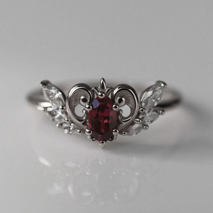 Garnet Fleur De Lis Ring