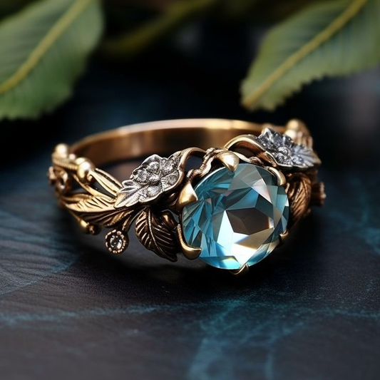 Teal Blossom Vintage Ring