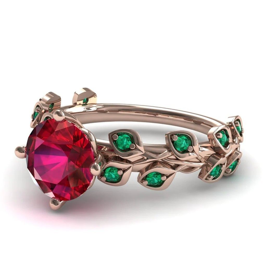 Crimson Vine Solitaire Ring