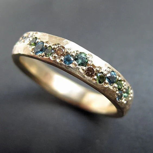 Vintage Colorful Forged Gold Ring