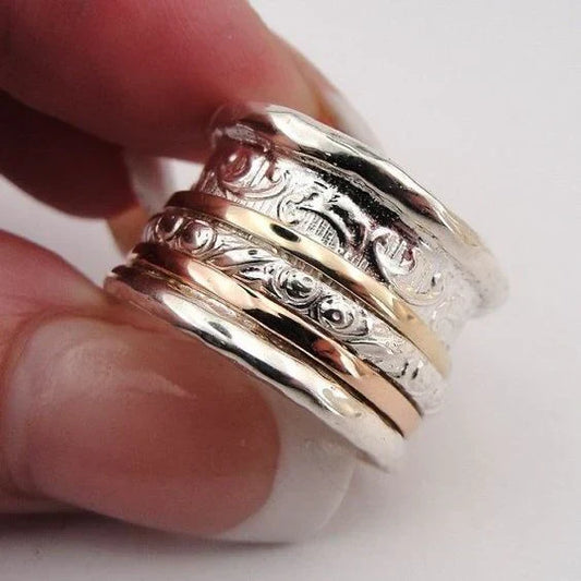 Vintage Golden Thick Silver Ring
