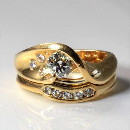 Vintage Spiral Irregular Gold Zirconia Ring