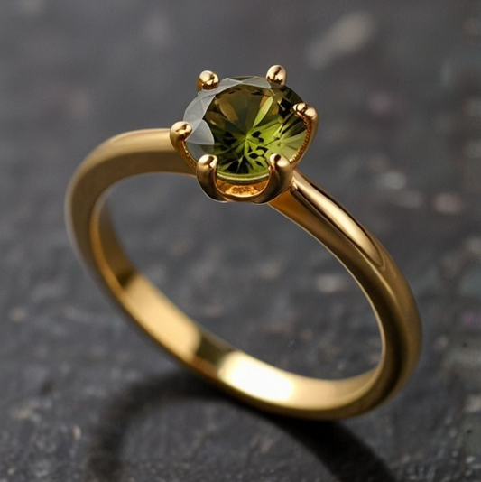Crystal Olive Exotic Gold Ring