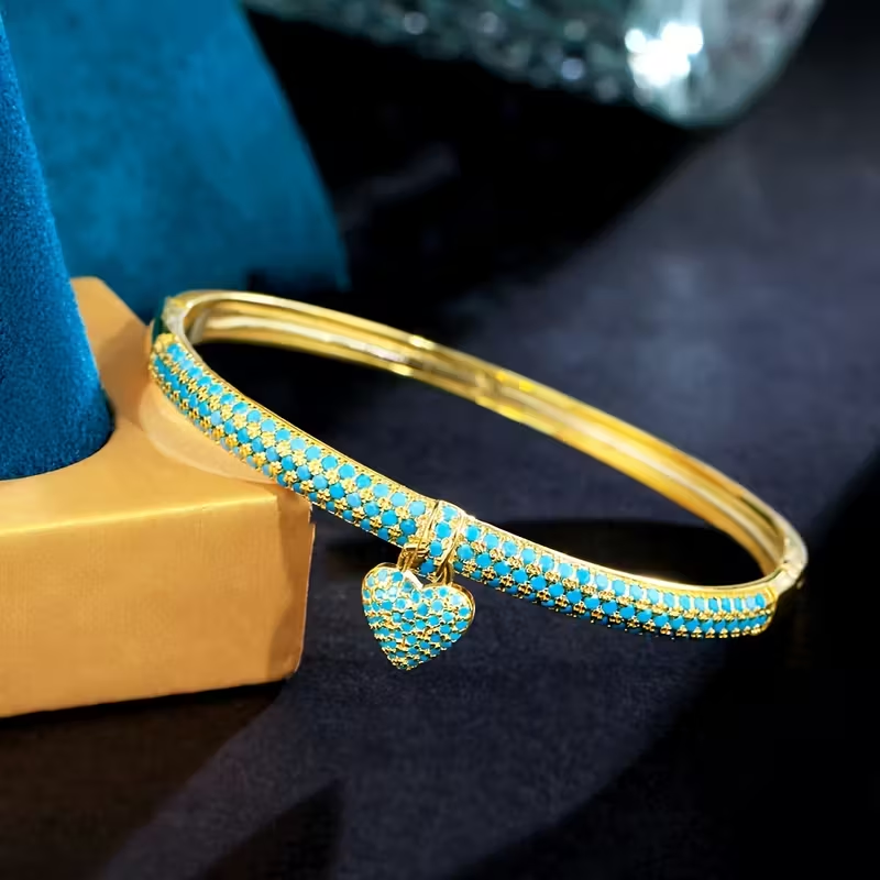 Blue Heart Stone Gold Bracelet