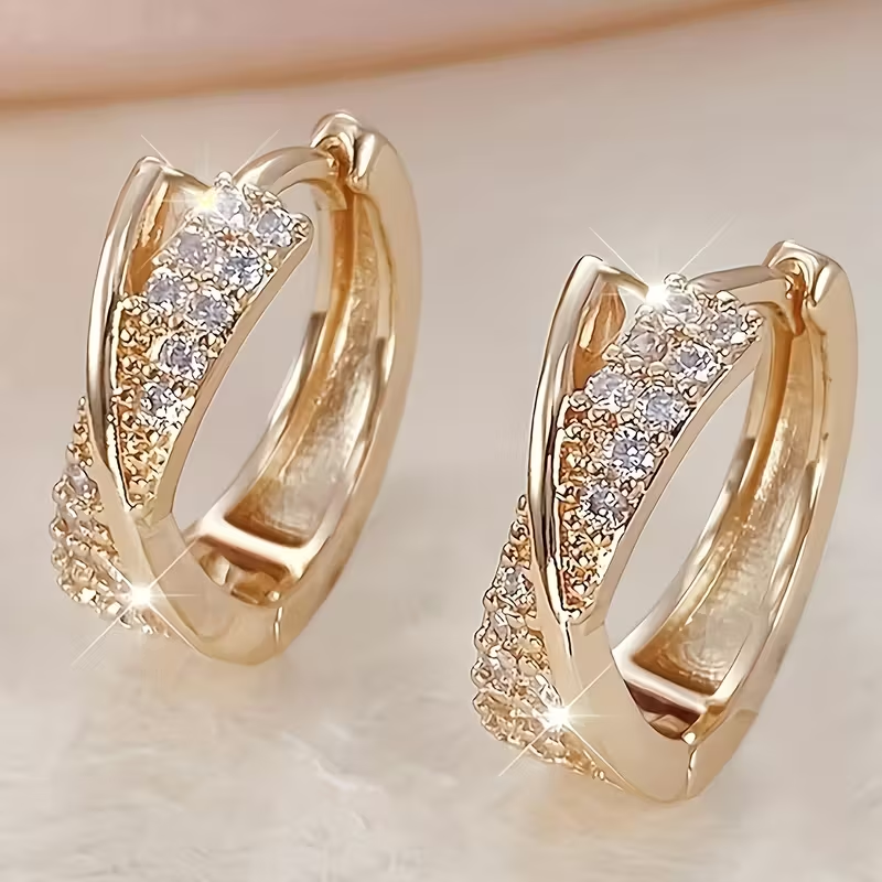 Bright Crystal Cross Hoop Earrings