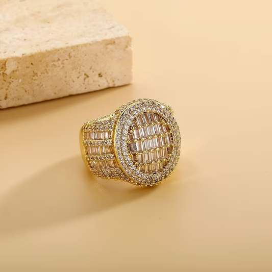 Vintage Golden Zirconia Rounded Ring