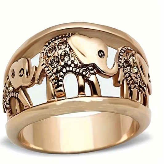 Vintage Hollow Golden Elephant Ring