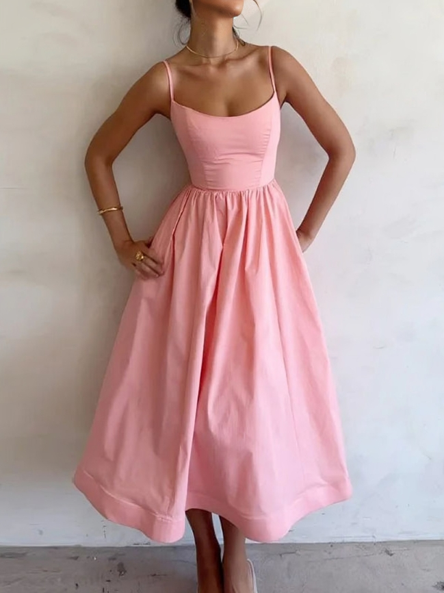 LD | Vloeiende maxi jurk met spaghetti sterren