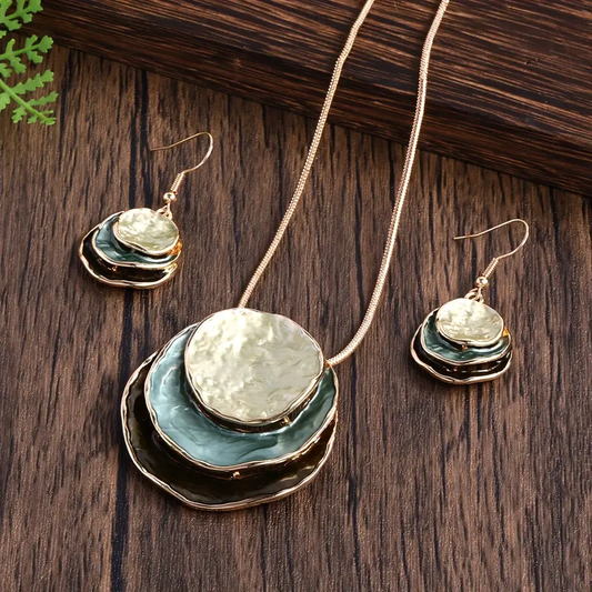 Blue Layered Stone Set (necklace+earrings)