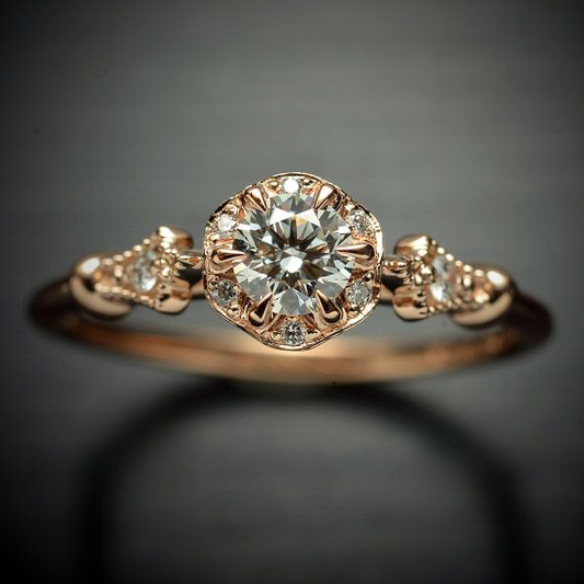 Vintage Halo Solitaire Ring