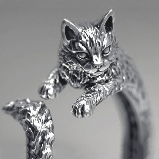 Angry Kitty Silver Ring