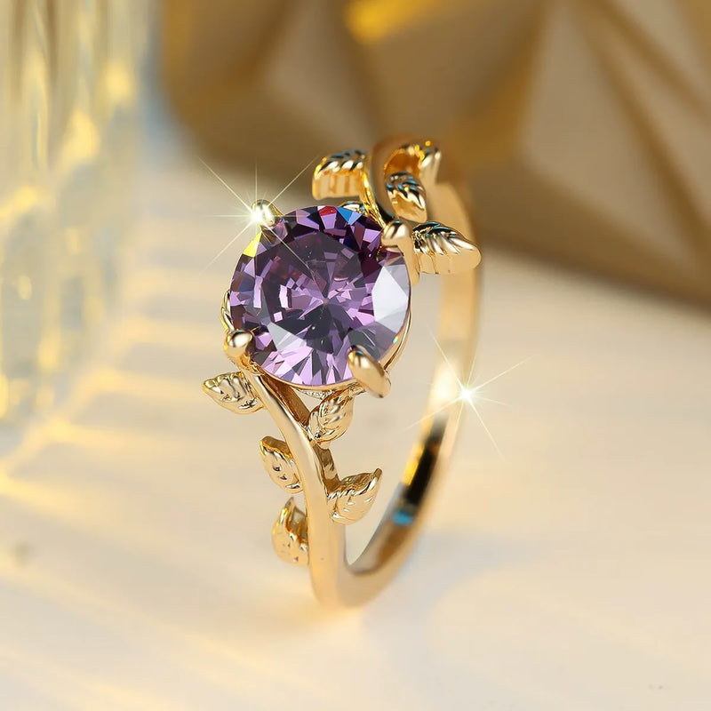 Violet Crystalline Drop Bright Ring