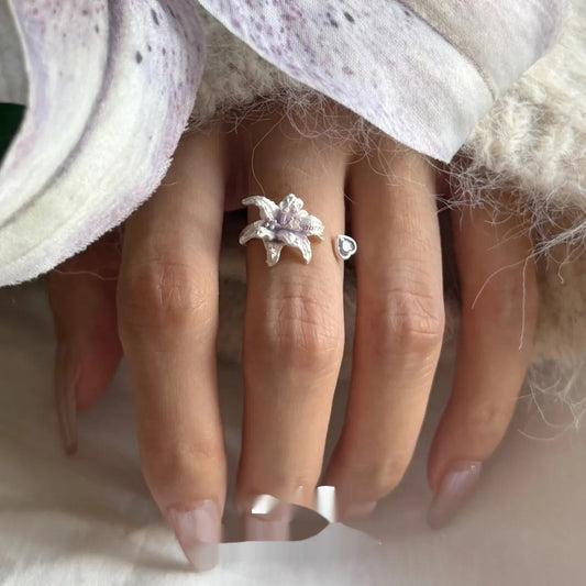 Lotus Silvered Ring