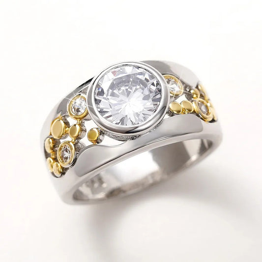 Vintage Bright Zirconia Silver Ring
