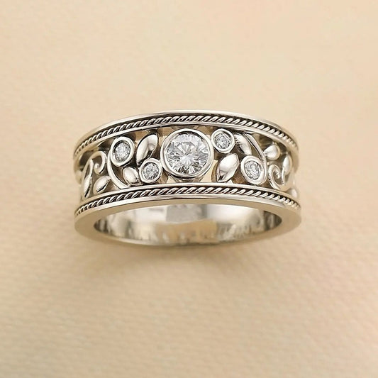 Vintage Zirconia Silvered Ring