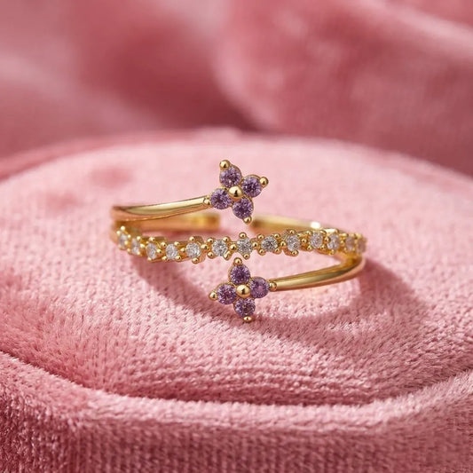 Violet Double Flower Ring