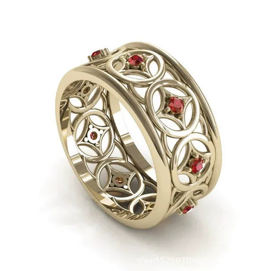 Exotic Hollow Blossom Enamel Ring