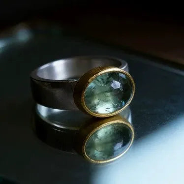 Vintage Green Stone Minimalist Ring