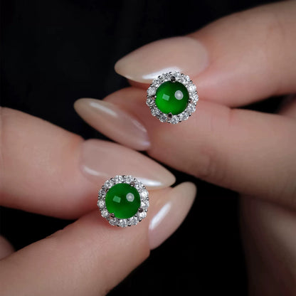 Chrysoprase Stud Sterling Silver Earrings
