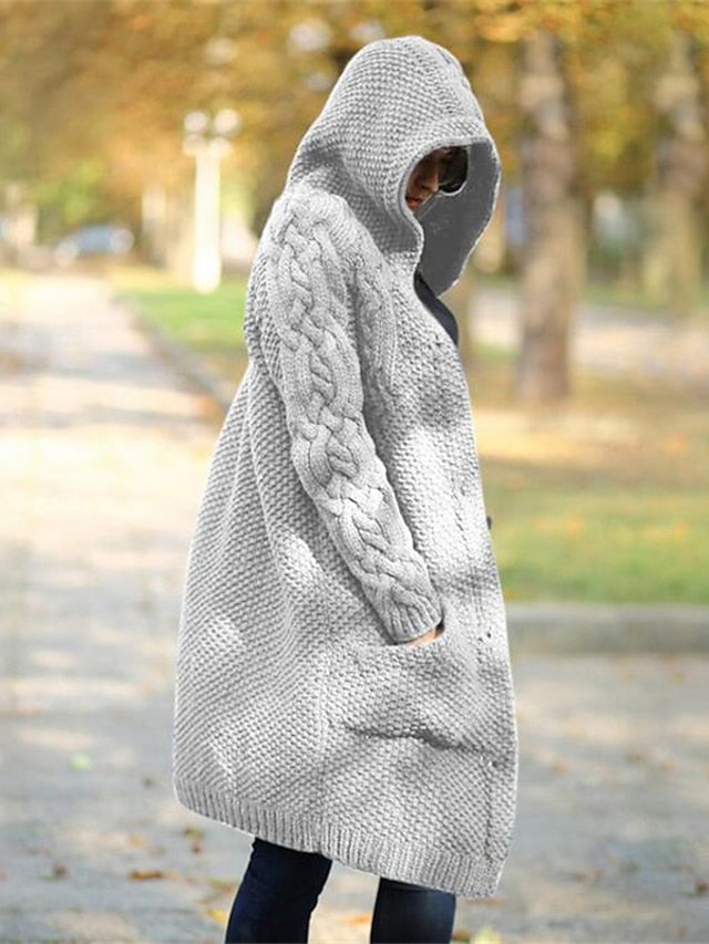 LD | Vest met capuchon in grof breisel