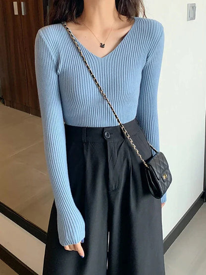 LD Basic gebreide trui met V-hals