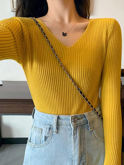 LD Basic gebreide trui met V-hals