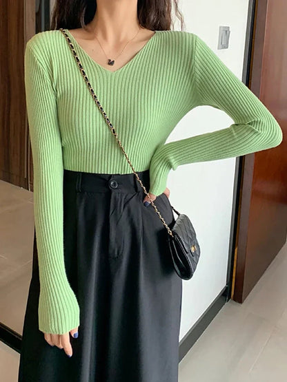 LD Basic gebreide trui met V-hals