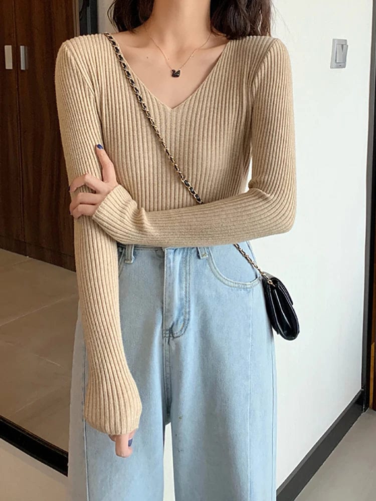 LD Basic gebreide trui met V-hals