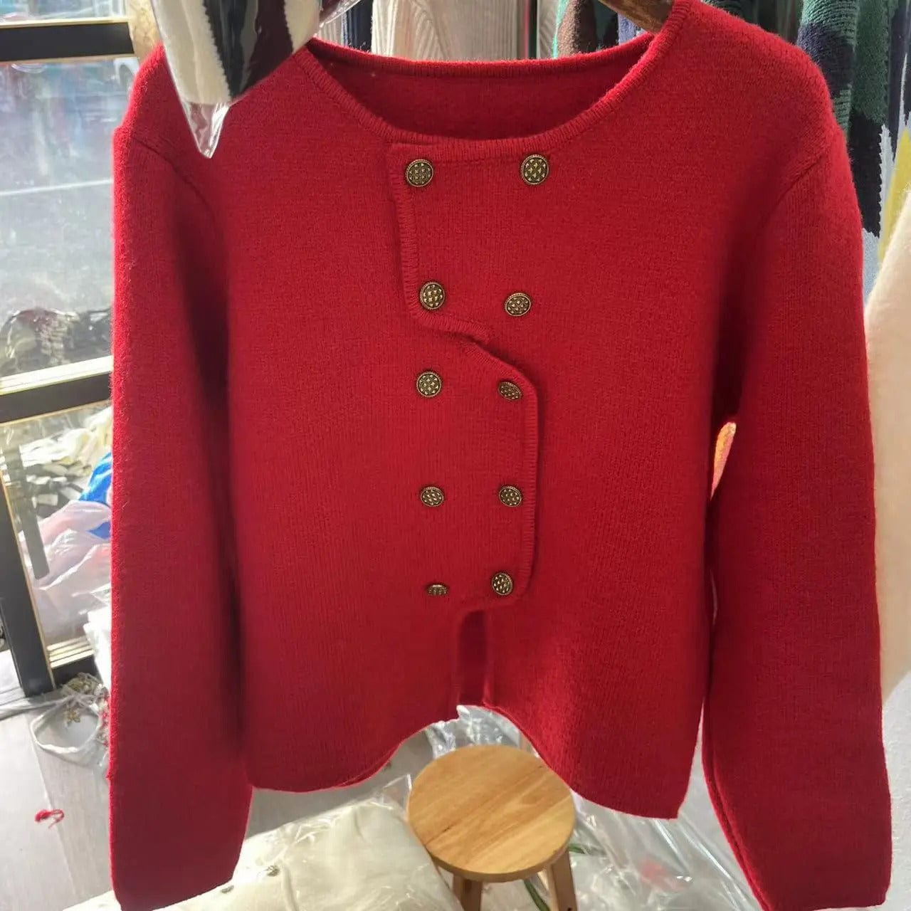 LD Dames trui met double-breasted knoopsluiting