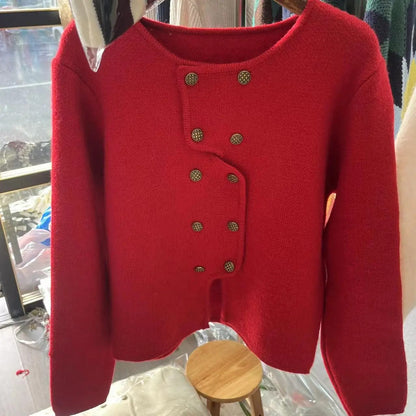 LD Dames trui met double-breasted knoopsluiting