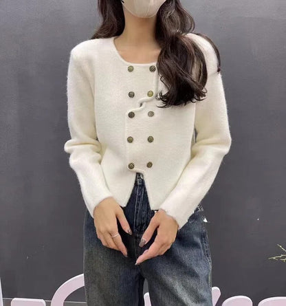 LD Dames trui met double-breasted knoopsluiting