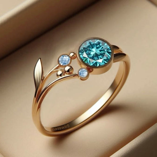 Blue Sky Crystal Gold Ring