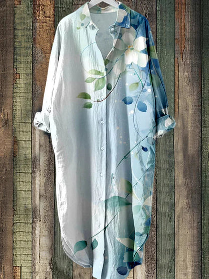 LD midi-jurk met knoopjes en bloemenprint