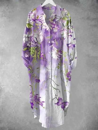 LD midi-jurk met knoopjes en bloemenprint