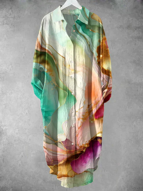 LD midi-jurk met knoopjes en bloemenprint