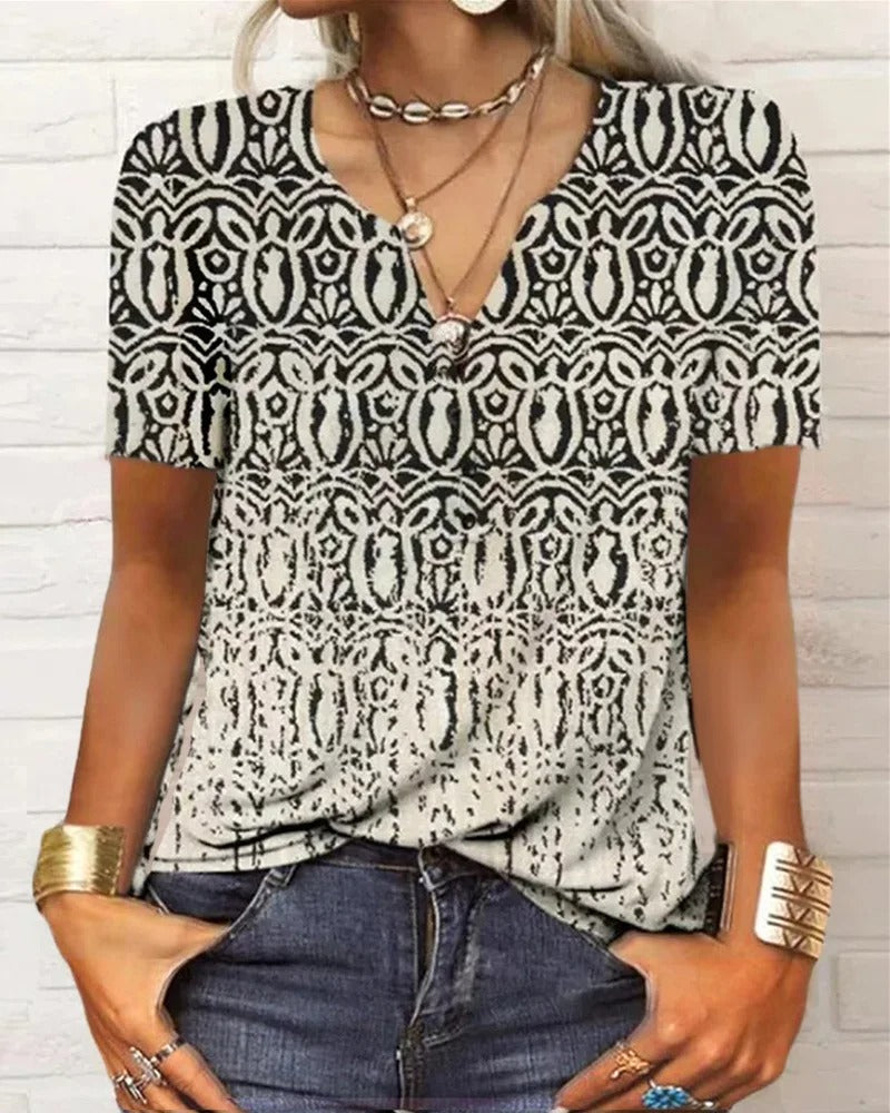 LD | top met lange mouwen en boho patchworkprint