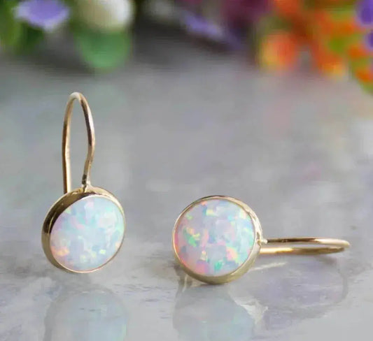 Opal Stone Gold Earrings