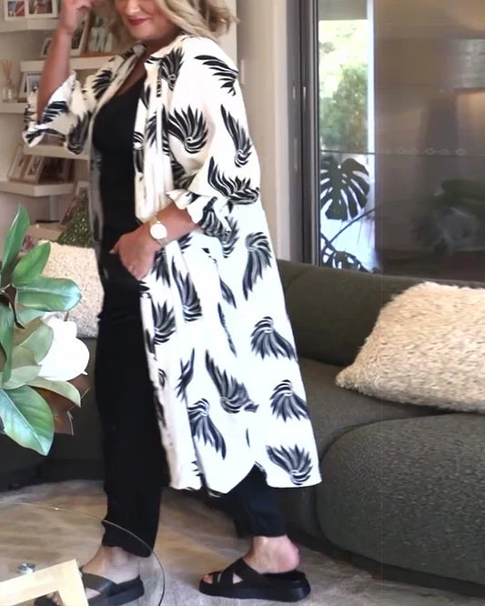 LD | Jas met rug en knoop, bedrukt